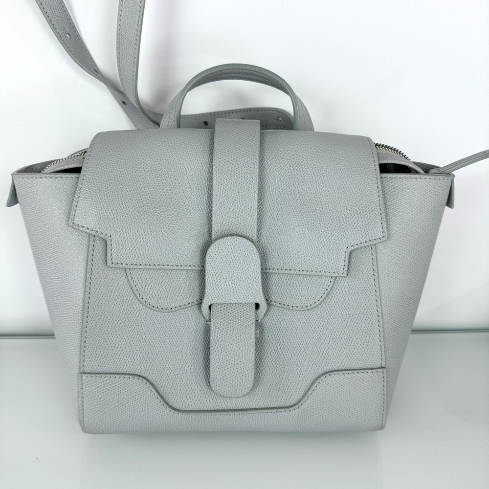 Senreve Mini Maestra Handbag Womens Light‎ Blue Pebbled Leather Convertible Bag